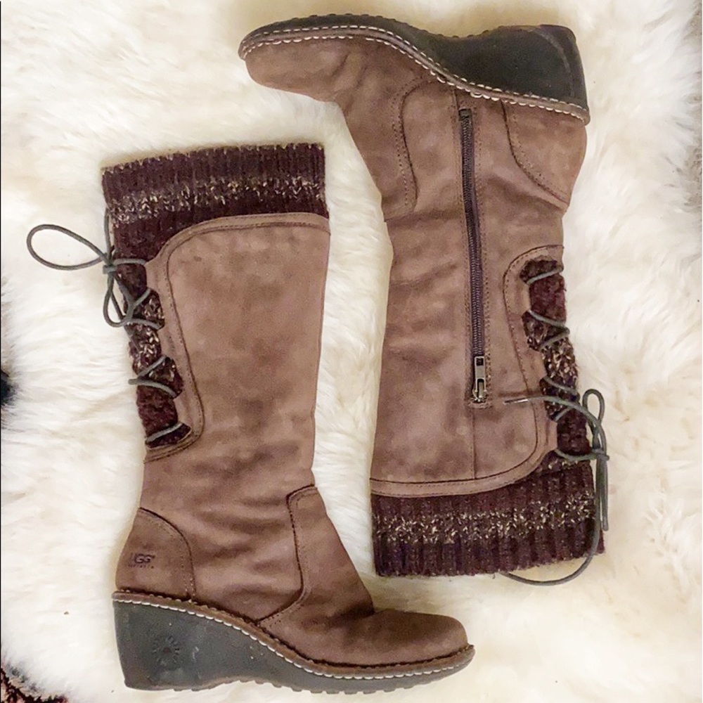 UGG Skyfall Knit Leather Boots
